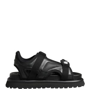 Black Logo Detailed Men Chunky Sandals Shoes