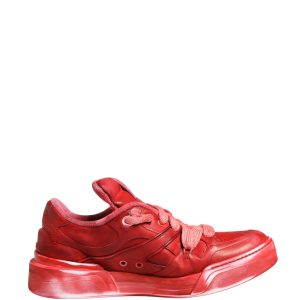 Red Distressed Suede Men Sneakers Shoes