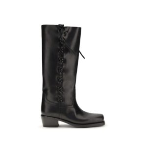 Black Calf Leather Bos Taurus Lace-Up Boots