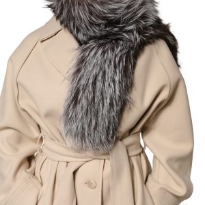 Gray Fox Fur Neck Wrap Warmer Winter Scarf
