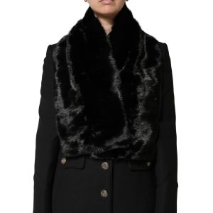 Black Fur Shawl Neck Wrap Cover Collar Scarf