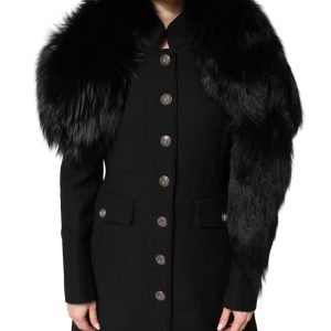 Black Fox Fur Neck Wrap Warmer Winter Scarf