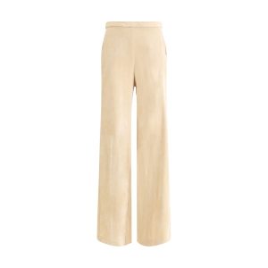 Beige Cotton Casual Pants