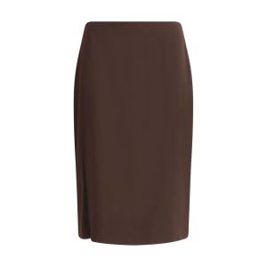 Brown Acetate Midi Skirt