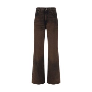 Brown Cotton Relaxed Fit Jeans