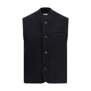 Black Fleece Wool Sleveless Jacket