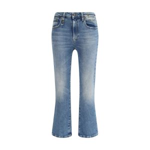 Blue Cotton Flared Jeans