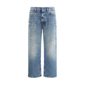 Blue Cotton Boyfriend Jeans