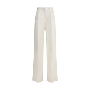 Beige Silk Pants