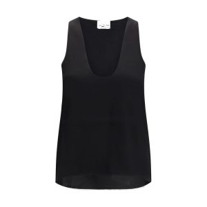 Black Silk Sleeveles T-Shirt