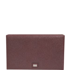 Brown Calf Leather Logo Plaque Storage Eyeglass Case