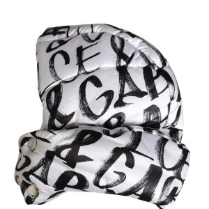White Logo Print Whole Head Wrap Capello Hat