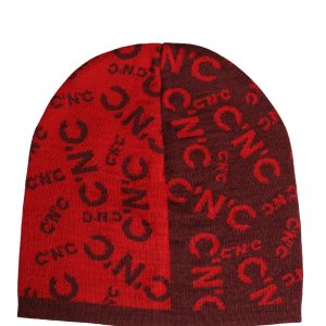 Red Wool Blend Branded Beanie Capello Hat