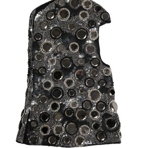 Black Wool Crystal Embellished Balaclava Hat