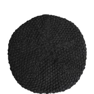 Black Virgin Wool Knitted Winter Beret Hat