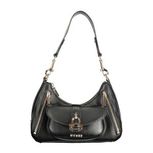 Black Polyurethane Women Handbag