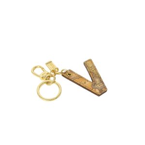 Beige Leather Keychain