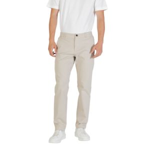 Beige Polyester Casual Pants