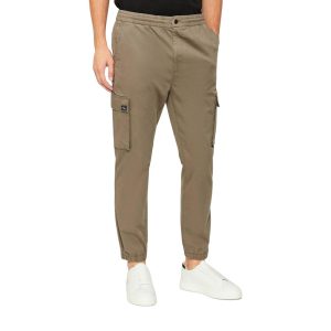 Beige Cotton Casual Pants