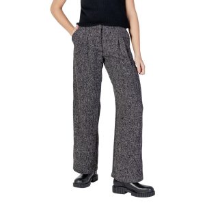 Black Polyester Flared Pants
