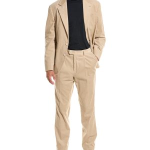 Beige Cotton Two-Piece Suit