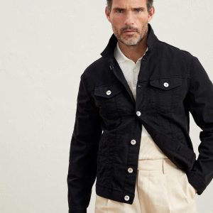 Black Cotton Denim Jacket