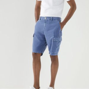 Blue Cotton Bermuda Shorts