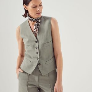 Green Viscose Sleveless Jacket