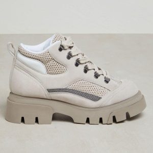 Beige Leather Chunky Sneakers