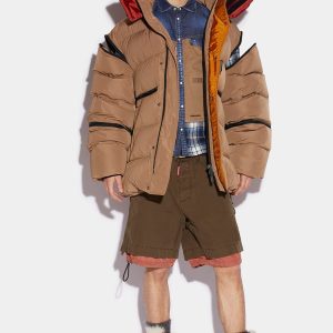 Brown Fibres Full-Length Jacket