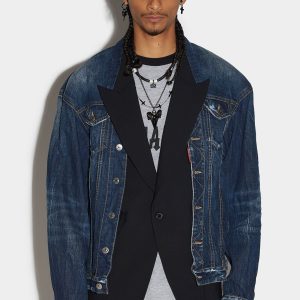 Navy Blue Fibres Denim Jacket