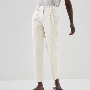 White Cotton Casual Pants
