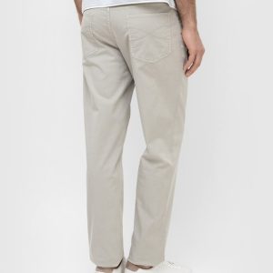 Beige Cotton Casual Pants