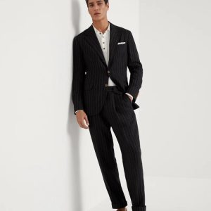 Black Linen Two-Piece Suit