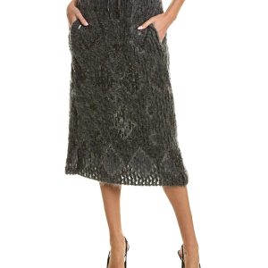 Bicolor Fabric Midi Skirt