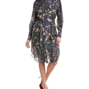 Blue Silk Casual Dress