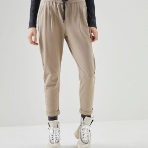 Beige Cotton Athletic Pants