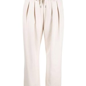 Beige Cotton Casual Pants