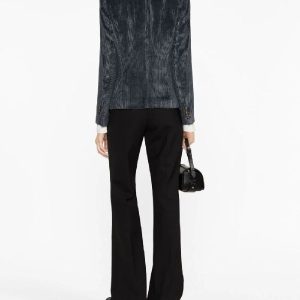 Blue Viscose Jackets And Coat