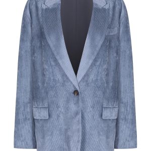 Blue Viscose Jackets And Coat