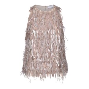 Beige Silk Cocktail Dress