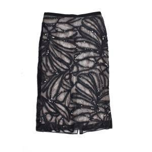 Black Silk Midi Skirt