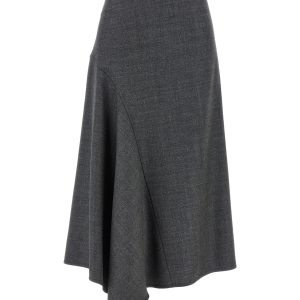 Gray Wool Long Skirt