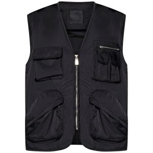 Black Fibres Jackets And Coat