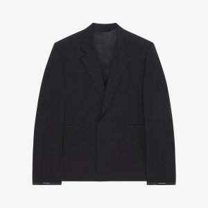 Black Fibres Jackets And Coat