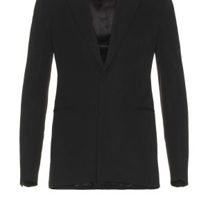 Black Fibres Jackets And Coat