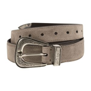 Gray Leather Regular Belt