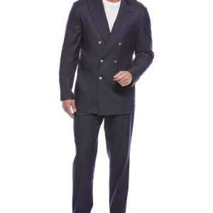 Blue Cotton Two-Piece Suit