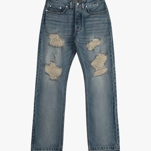 Blue Cotton Boyfriend Jeans