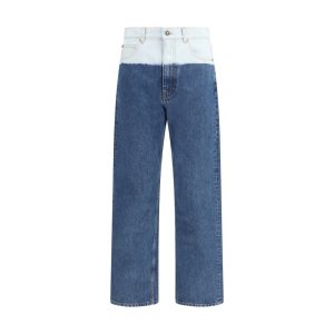 Blue Cotton Straight-Leg Jeans